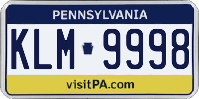 PA license plate KLM9998