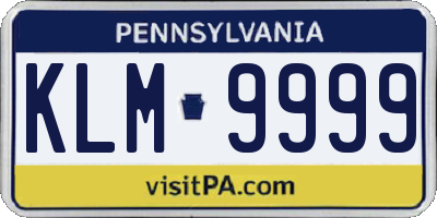 PA license plate KLM9999