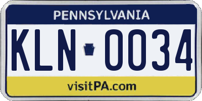 PA license plate KLN0034
