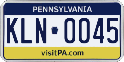 PA license plate KLN0045