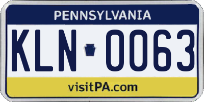 PA license plate KLN0063