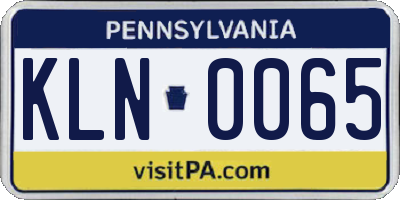 PA license plate KLN0065