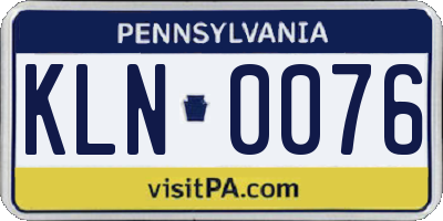 PA license plate KLN0076