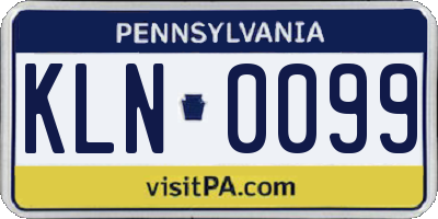 PA license plate KLN0099