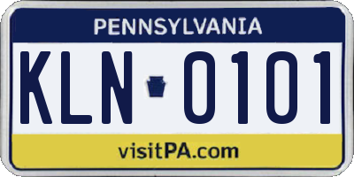 PA license plate KLN0101