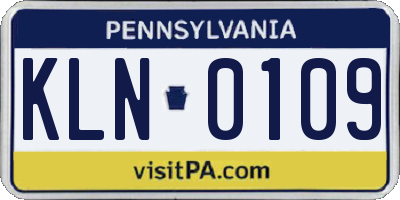 PA license plate KLN0109