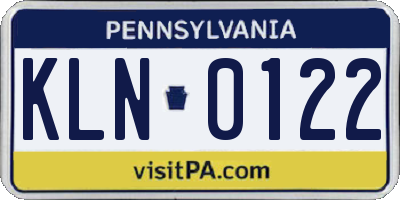 PA license plate KLN0122