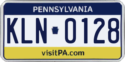 PA license plate KLN0128