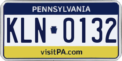 PA license plate KLN0132