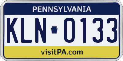 PA license plate KLN0133