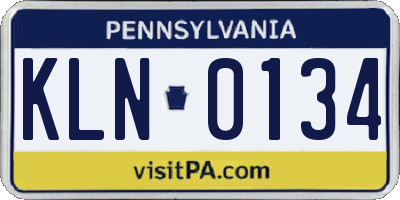 PA license plate KLN0134