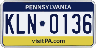 PA license plate KLN0136
