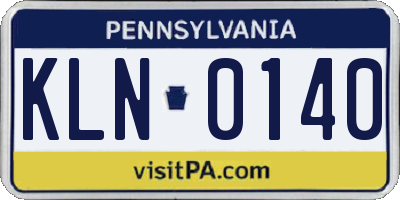 PA license plate KLN0140