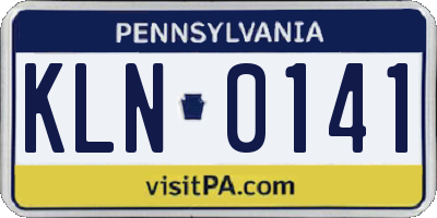 PA license plate KLN0141