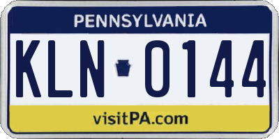 PA license plate KLN0144