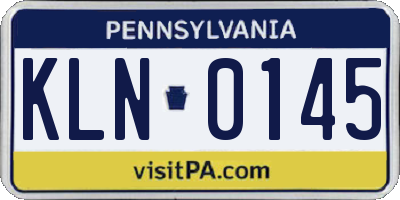PA license plate KLN0145