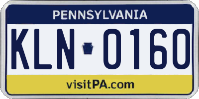 PA license plate KLN0160