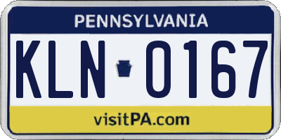 PA license plate KLN0167