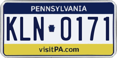 PA license plate KLN0171