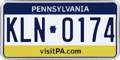 PA license plate KLN0174