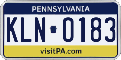 PA license plate KLN0183