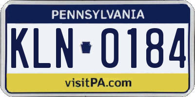 PA license plate KLN0184