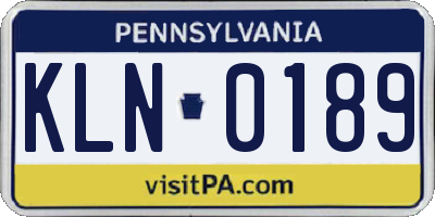 PA license plate KLN0189