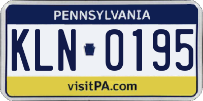 PA license plate KLN0195