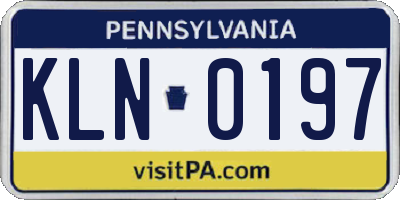 PA license plate KLN0197
