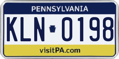 PA license plate KLN0198