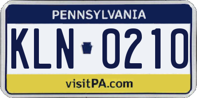 PA license plate KLN0210