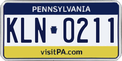 PA license plate KLN0211