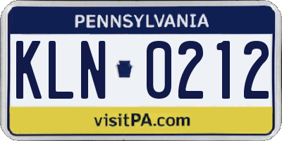PA license plate KLN0212