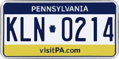 PA license plate KLN0214