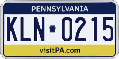 PA license plate KLN0215