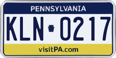 PA license plate KLN0217