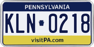PA license plate KLN0218