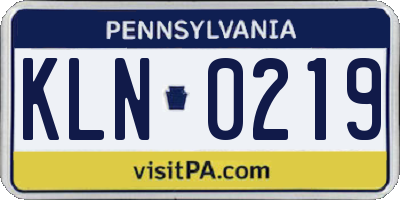 PA license plate KLN0219