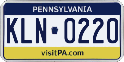 PA license plate KLN0220