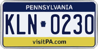 PA license plate KLN0230