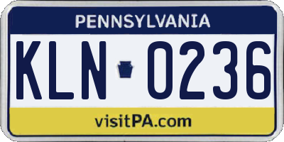 PA license plate KLN0236