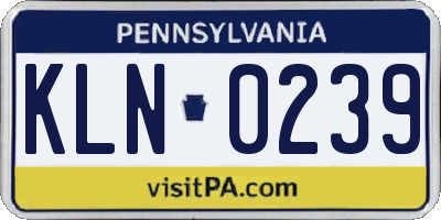 PA license plate KLN0239