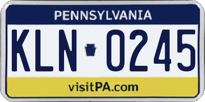 PA license plate KLN0245