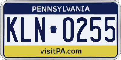 PA license plate KLN0255
