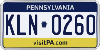 PA license plate KLN0260