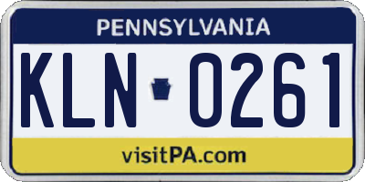PA license plate KLN0261