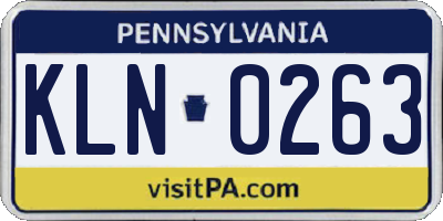 PA license plate KLN0263