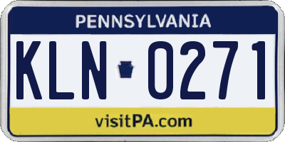 PA license plate KLN0271