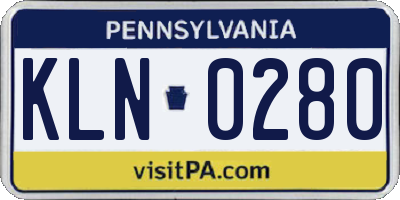 PA license plate KLN0280