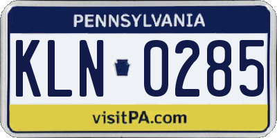PA license plate KLN0285